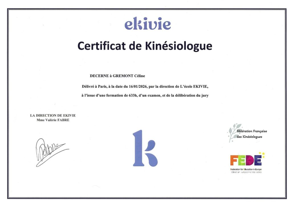 Kinésiologue Essonne 91 - Céline Grémont - Kinésiologie et bien-être à Villemoisson-sur-Orge 91360